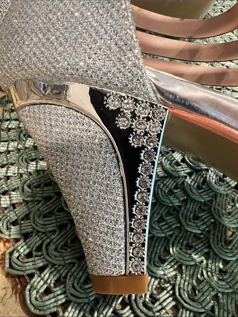 NWT size 7.5 silver crystal dress shoes.